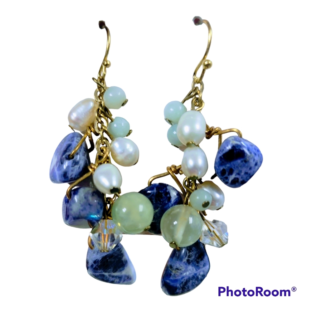 Lapis Lazuli Cluster Earrings